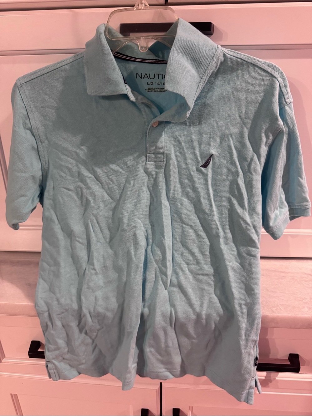 Nautica Light Aqua Blue Polo Shirt with Sailboat Logo
